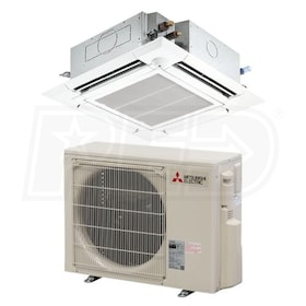 View Mitsubishi - 18k BTU Cooling + Heating - P-Series Ceiling Cassette Air Conditioning System - 25.0 SEER2