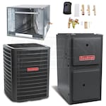 Goodman - 2.0 Ton Cooling - 60k BTU/Hr Heating - Air Conditioner + Variable Speed Furnace Kit - 16.0 SEER - 97% AFUE - For Horizontal Installation