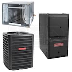 Goodman - 1.5 Ton Cooling - 80k BTU/Hr Heating - Air Conditioner + Multi Speed Furnace Kit - 14.0 SEER - 96% AFUE - Horizontal