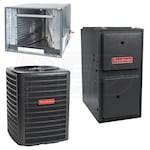 Goodman - 1.5 Ton Cooling - 80k BTU/Hr Heating - Air Conditioner + Multi Speed Furnace Kit - 14.0 SEER - 96% AFUE - Horizontal