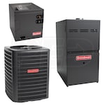Goodman - 2.0 Ton Cooling - 60k BTU/Hr Heating - Air Conditioner + Multi Speed Furnace Kit - 13.5 SEER - 80% AFUE - Upflow