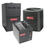 Goodman - 2.0 Ton Cooling - 60k BTU/Hr Heating - Air Conditioner + Variable Speed Furnace Kit - 14.0 SEER - 80% AFUE - For Upflow Installation