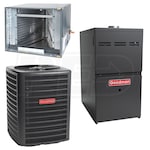 Goodman - 2.5 Ton Cooling - 80k BTU/Hr Heating - Air Conditioner + Multi Speed Furnace Kit - 13.5 SEER - 80% AFUE - Horizontal