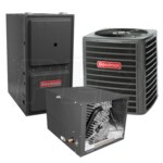 Goodman - 3.0 Ton Cooling - 80k BTU/Hr Heating - Air Conditioner + Variable Speed Furnace Kit - 14.5 SEER - 80% AFUE - For Horizontal Installation