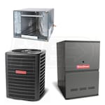 Goodman - 3.0 Ton Cooling - 100k BTU/Hr Heating - Air Conditioner + Variable Speed Furnace Kit - 14.5 SEER - 80% AFUE - Horizontal