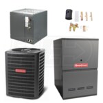 Goodman - 4.0 Ton Cooling - 100k BTU/Hr Heating - Air Conditioner + Variable Speed Furnace Kit - 14.5 SEER - 80% AFUE - Downflow
