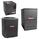 Goodman - 2.5 Ton Cooling - 80k BTU/Hr Heating - Air Conditioner + Multi Speed Furnace Kit - 15.0 SEER - 80% AFUE - Downflow