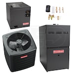 Goodman - 3 Ton Cooling - 100k BTU/Hr Heating - Air Conditioner + Multi Speed Furnace Kit - 15 SEER2 - 80% AFUE - Upflow