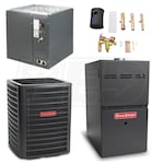 Goodman - 3.0 Ton Cooling - 100k BTU/Hr Heating - Air Conditioner + Variable Speed Furnace Kit - 18.0 SEER - 80% AFUE - Upflow Installation