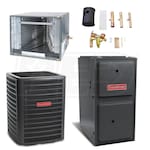 Goodman - 4.0 Ton Cooling - 80k BTU/Hr Heating - Air Conditioner + Variable Speed Furnace Kit - 17.5 SEER - 80% AFUE - For Horizontal Installation