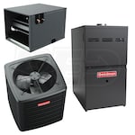 Goodman - 3.5 Ton Cooling - 80k BTU/Hr Heating - Air Conditioner + Multi Speed Furnace Kit - 15.2 SEER2 - 80% AFUE - Horizontal