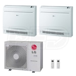 LG Low Wall Console 2-Zone LGRED° Heat System - 24,000 BTU Outdoor - 12k + 15k Indoor - 21.0 SEER