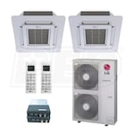 LG Ceiling Cassette 2-Zone LGRED° Heat System - 36,000 BTU Outdoor - 18k + 18k Indoor - 21.0 SEER