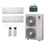 LG Wall Mounted 2-Zone LGRED° Heat System - 42,000 BTU Outdoor - 18k + 24k Indoor - 20.5 SEER