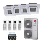 LG Ceiling Cassette 4-Zone LGRED° Heat System System - 48,000 BTU Outdoor - 9k + 9k + 12k + 12k Indoor - 20.5 SEER