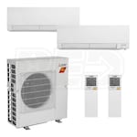 Mitsubishi Wall Mounted 2-Zone H2i System - 24,000 BTU Outdoor - 6k + 18k Indoor - 19.0 SEER