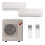 Mitsubishi Wall Mounted 2-Zone H2i System - 24,000 BTU Outdoor - 6k + 15k Indoor - 19.0 SEER