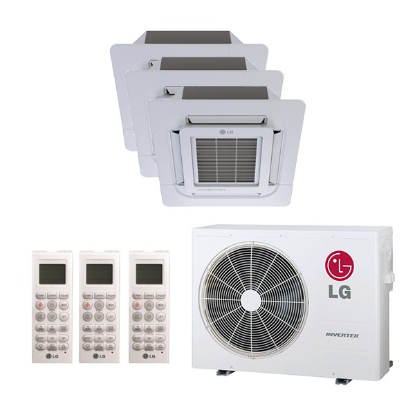 LG L3H24C07071200-A Ceiling Cassette 3-Zone System - 24,000 BTU Outdoor -  7k + 7k + 12k Indoor - 22.5 SEER2