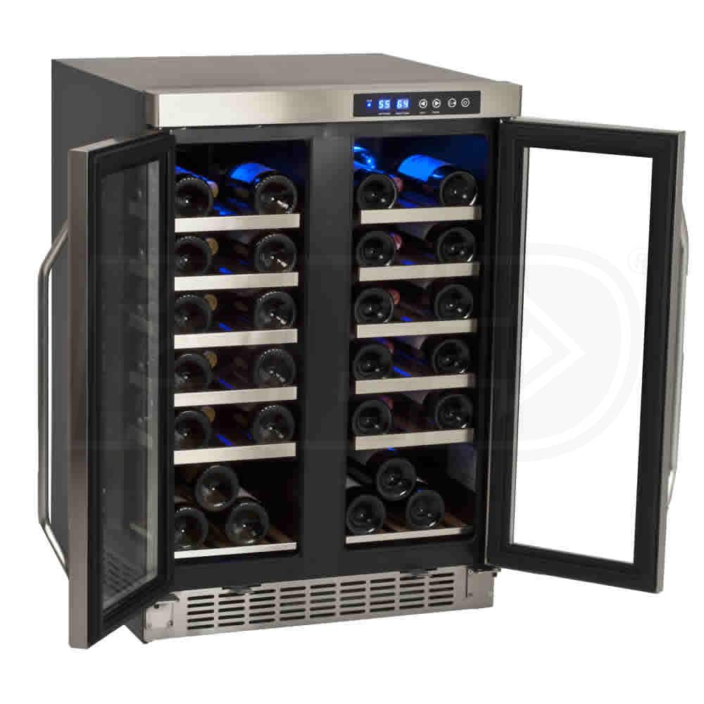 Edgestar CWR362FD 36 Bottle 24Inch BuiltIn Wine Cooler Dual Zone French Door