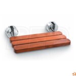 Mr. Steam Wall Mounted Tilt-Up Seat, Teak Wood, Polished Chrome Brackets