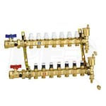 Caleffi TwistFlow Pre-assembled Manifold Assembly, 1-1/4" Inlet Ball Valves, 9 outlets with Flow Gauge