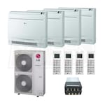 LG Low Wall Console 4-Zone LGRED° Heat System System - 48,000 BTU Outdoor - 12k + 12k + 12k + 15k Indoor - 20.5 SEER2
