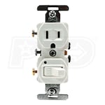 Diversitech - Single Outlet / Switch Combo 3 Wire Grounding - 120V/15A - White