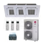 LG Ceiling Cassette 3-Zone LGRED° Heat System - 42,000 BTU Outdoor - 12k + 12k + 18k Indoor - 21.5 SEER2