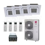 LG Ceiling Cassette 4-Zone LGRED&deg; Heat System - 36,000 BTU Outdoor - 7k + 7k + 12k + 12k Indoor - 22.0 SEER2