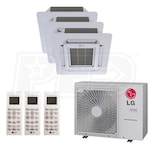 LG Ceiling Cassette 3-Zone LGRED&deg; Heat System - 24,000 BTU Outdoor - 7k + 7k + 12k Indoor - 21.0 SEER2