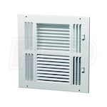 ProSelect PS4WWML - 6" x 6" Duct Connection - Steel Four-Way Sidewall/Ceiling Register - 1/2" Spaced Fins - White - With Lever