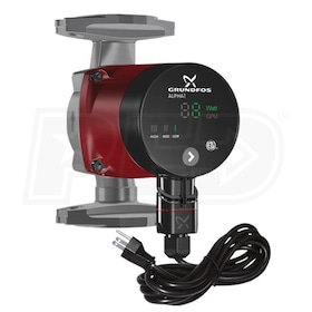 View Grundfos ALPHA1 - 1/16 HP - Variable-Speed Circulation Pump - Stainless Steel - GF 15/26 Flange - With Line Cord