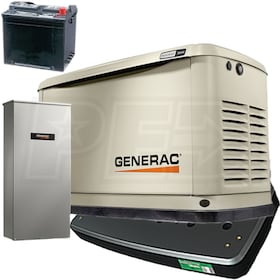 View Generac Guardian® 10kW Aluminum Standby Generator System (100A ATS w/ 16-Circuit Load Center) w/ Wi-Fi + QwikPad + Battery