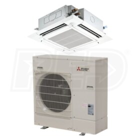 View Mitsubishi - 30k BTU Cooling + Heating - P-Series Ceiling Cassette Air Conditioning System - 23.4 SEER2