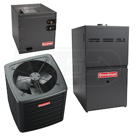 View Goodman - 2.0 Ton Cooling - 80,000 BTU/Hr Heating - Air Conditioner + Multi Speed Furnace System - 13.8 SEER2 - 80% AFUE - Upflow - R-32