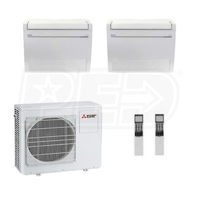 View Mitsubishi Floor Mounted 2-Zone System - 20,000 BTU Outdoor - 9k + 12k Indoor - 20.0 SEER2