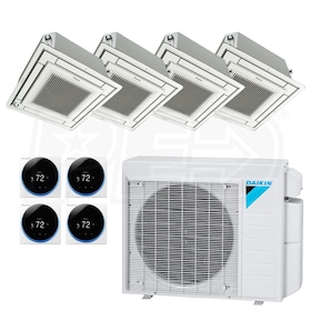 View Daikin Ceiling Cassette 4-Zone System - 36,000 BTU Outdoor - 9k + 9k + 12k + 12k Indoor - 17.7 SEER