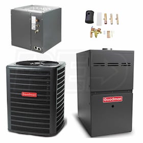 View Goodman - 2.0 Ton Cooling - 60k BTU/Hr Heating - Heat Pump + Furnace Kit - 14.0 SEER - 80% AFUE - For Upflow Installation