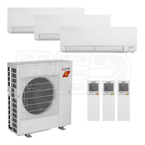 Mitsubishi MXZ-3C30NAHZ2-U1 3-MSZ-FS09NA Wall Mounted 3-Zone H2i System